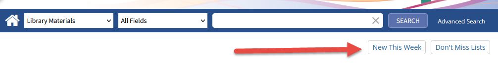 Graphic of New This Week and Don't Miss Lists buttons from home page of LINKcat